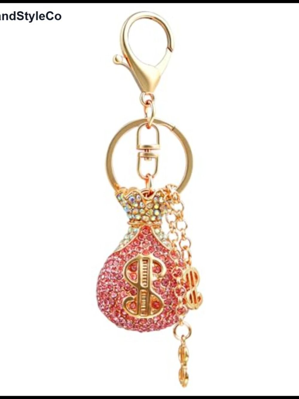 Bling Rhinestone Lucky Bag Dollar Sign Keychain Purse Charm